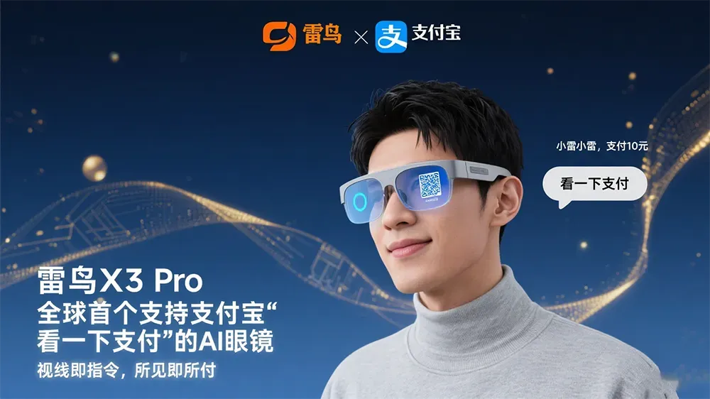 雷鸟X3 Pro眼镜联手支付宝:看一眼就能支付的未来体验!-第1张图片 雷鸟X3 Pro眼镜联手支付宝:看一眼就能支付的未来体验!-第1张图片
