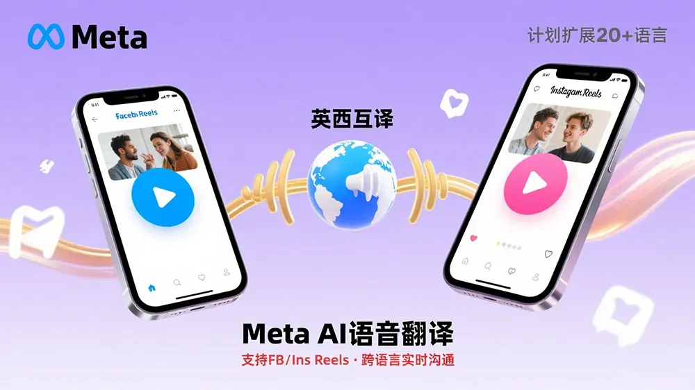 Meta推出AI语音翻译，支持FB/Ins的Reels英西互译，计划扩更多语言。-第1张图片