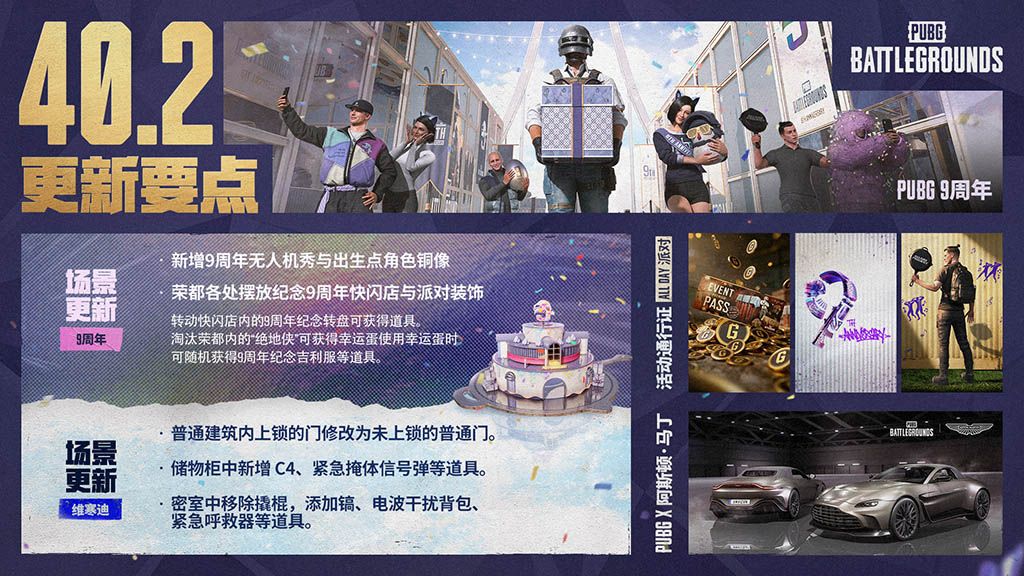 《PUBG》40.2版本更新,9周年纪念派对开启-第1张图片 《PUBG》40.2版本更新,9周年纪念派对开启-第1张图片