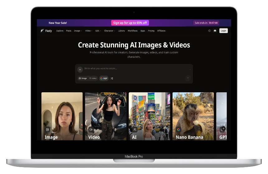 Fizzly AI:你私人的AI“全能创意工作室”,一键生成图片视频还能打造虚拟网红-第1张图片 Fizzly AI:你私人的AI“全能创意工作室”,一键生成图片视频还能打造虚拟网红-第1张图片