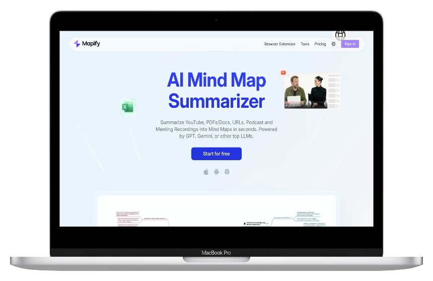 Mapify AI:一键AI将视频音频、大文件文档转化为清晰笔记和思维导图-第1张图片 Mapify AI:一键AI将视频音频、大文件文档转化为清晰笔记和思维导图-第1张图片