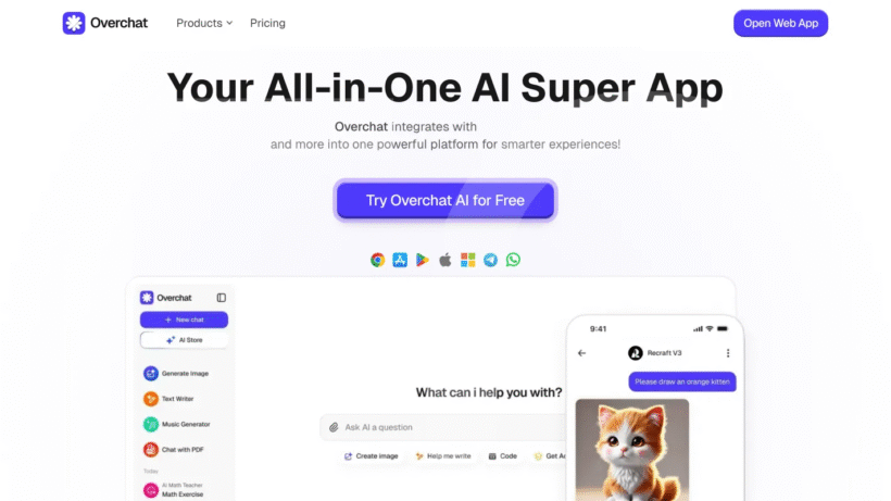 Overchat AI:一个集合主流AI大模型的APP,一个账号搞定写作、翻译、做图、辅导作业几大事项-第1张图片 Overchat AI:一个集合主流AI大模型的APP,一个账号搞定写作、翻译、做图、辅导作业几大事项-第1张图片