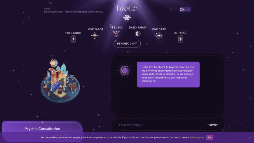 AI Psychic by Tarotoo:AI在线塔罗占卜与星象指引,帮你解答生活困惑-第1张图片 AI Psychic by Tarotoo:AI在线塔罗占卜与星象指引,帮你解答生活困惑-第1张图片