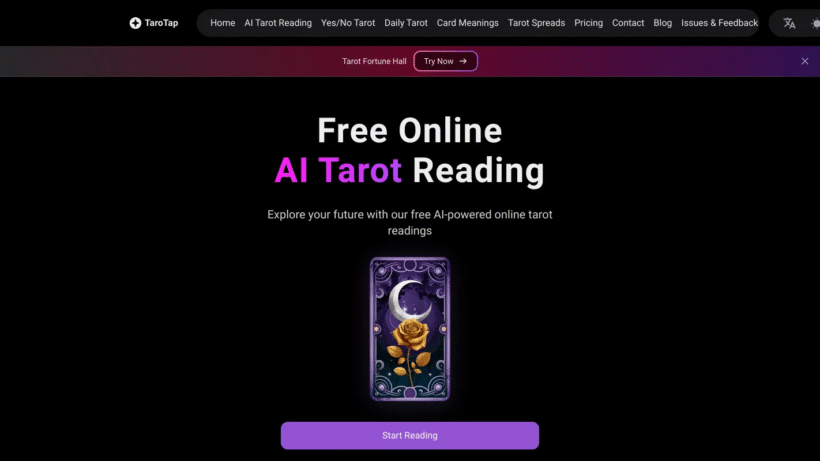 Tarotap是什么?一款用AI帮你做专属塔罗占卜与心灵指引的好用好玩在线工具-第1张图片 Tarotap是什么?一款用AI帮你做专属塔罗占卜与心灵指引的好用好玩在线工具-第1张图片