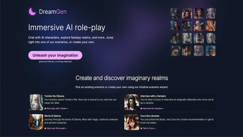 DreamGen :AI驱动的角色扮演平台,轻松打造专属沉浸式互动故事-第1张图片 DreamGen :AI驱动的角色扮演平台,轻松打造专属沉浸式互动故事-第1张图片