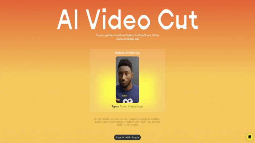 AI Video Cut:一款能够一键将长视频智能剪辑成短视频与广告素材的实用AI工具-第1张图片 AI Video Cut:一款能够一键将长视频智能剪辑成短视频与广告素材的实用AI工具-第1张图片