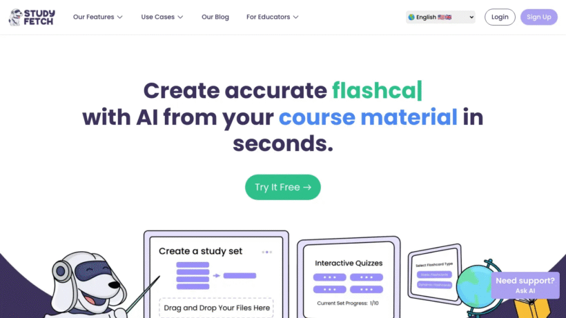 把如山的学习资料变私教!Studyfetch AI帮你一键生成笔记、知识卡与模拟考卷-第1张图片 把如山的学习资料变私教!Studyfetch AI帮你一键生成笔记、知识卡与模拟考卷-第1张图片