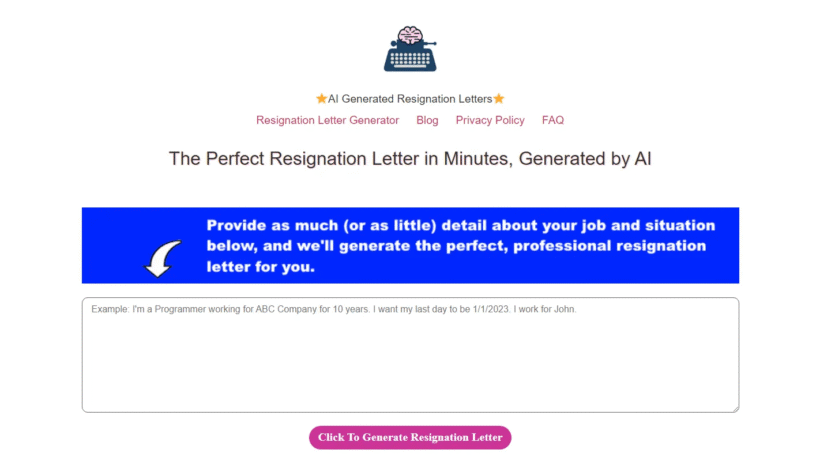 离职信不会写?Resign AI帮你一键生成专业辞职信,体面告别前东家-第1张图片 离职信不会写?Resign AI帮你一键生成专业辞职信,体面告别前东家-第1张图片