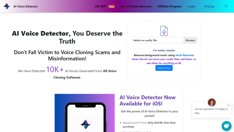 AI Voice Detector:一款人工智能语音检测工具,轻松识别伪造声音防范诈骗-第1张图片 AI Voice Detector:一款人工智能语音检测工具,轻松识别伪造声音防范诈骗-第1张图片