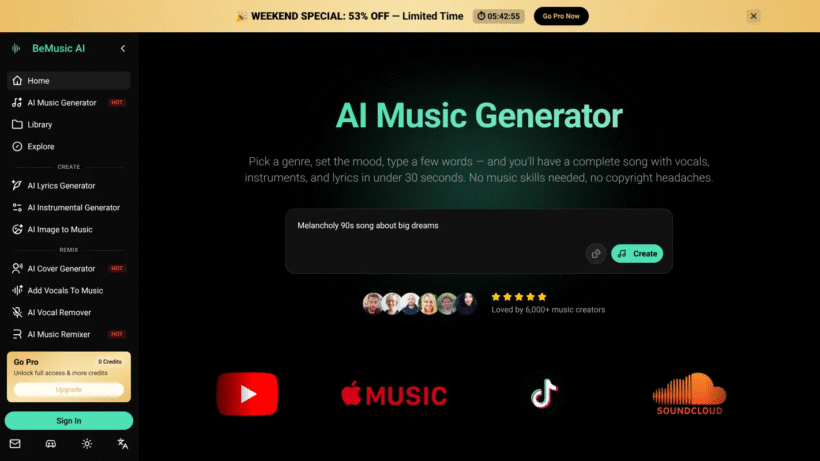 BeMusic AI:零基础也能轻松搞定原创配乐与后期剪辑的实用工具-第1张图片 BeMusic AI:零基础也能轻松搞定原创配乐与后期剪辑的实用工具-第1张图片