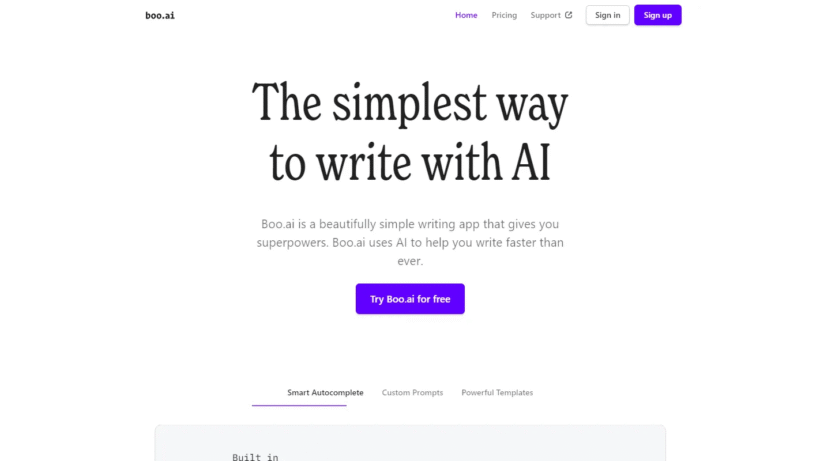 Boo.ai:一款帮你快速写出高质量文案和邮件的实用AI写作辅助工具-第1张图片 Boo.ai:一款帮你快速写出高质量文案和邮件的实用AI写作辅助工具-第1张图片