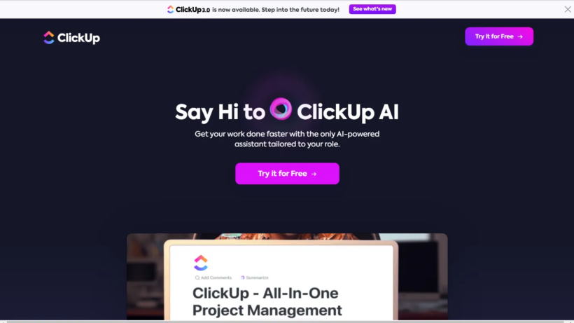 ClickUp AI:一站式解决团队协作难题,让工作更高效的生产力神器-第1张图片 ClickUp AI:一站式解决团队协作难题,让工作更高效的生产力神器-第1张图片