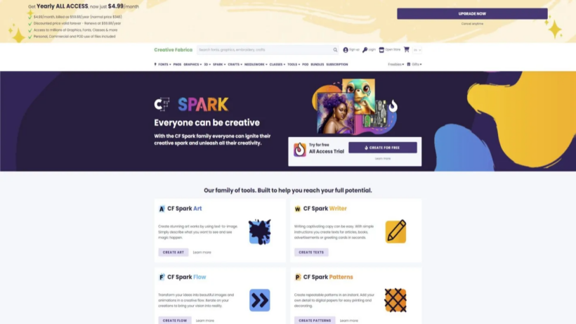 Creative Fabrica Spark:全能AI图文内容创作与商业设计工具,非技术人员也能轻松用-第1张图片 Creative Fabrica Spark:全能AI图文内容创作与商业设计工具,非技术人员也能轻松用-第1张图片