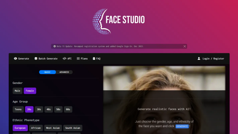 Face Studio AI:智能写实人脸生成工具,自定义参数批量仿真人像制作-第1张图片 Face Studio AI:智能写实人脸生成工具,自定义参数批量仿真人像制作-第1张图片