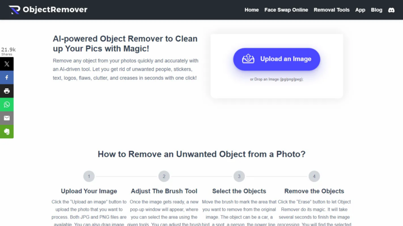 Object Remover:智能图片去杂物工具,一键清除水印路人修复老旧照片-第1张图片 Object Remover:智能图片去杂物工具,一键清除水印路人修复老旧照片-第1张图片