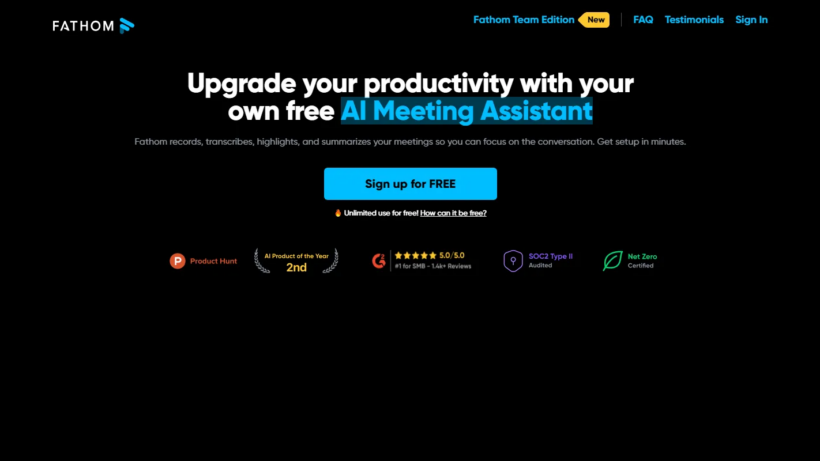 Fathom:可自动录制总结会议、同步办公数据的高效AI会议辅助工具-第1张图片 Fathom:可自动录制总结会议、同步办公数据的高效AI会议辅助工具-第1张图片