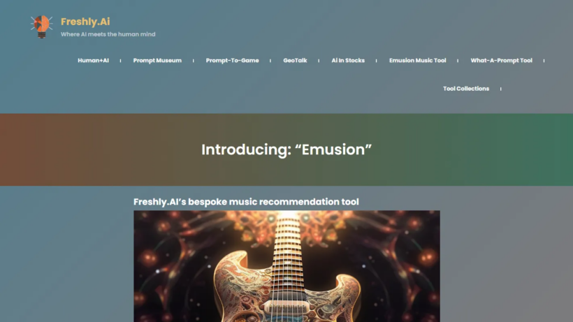 Emusion:Freshly AI旗下智能音乐发现工具,主打个性化荐曲与音乐情绪人格分析-第1张图片 Emusion:Freshly AI旗下智能音乐发现工具,主打个性化荐曲与音乐情绪人格分析-第1张图片