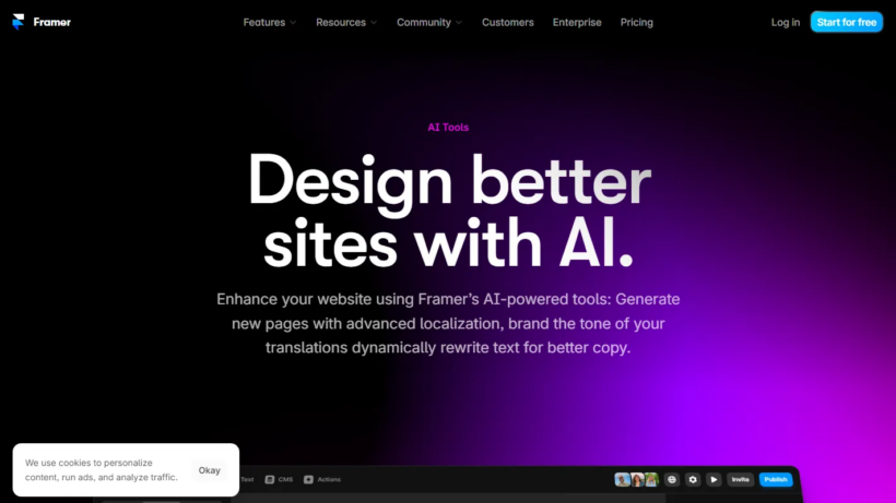 Framer:AI赋能无代码网页设计平台,支持建站部署运维与多功能网站优化-第1张图片 Framer:AI赋能无代码网页设计平台,支持建站部署运维与多功能网站优化-第1张图片