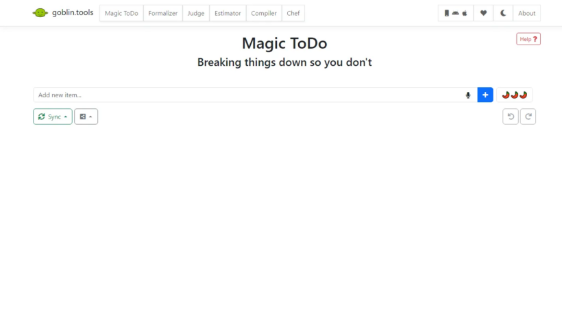 Goblin Tools Magic ToDo:多功能AI效率工具集,拆解任务整理思路、优化表达便捷规划生活-第1张图片 Goblin Tools Magic ToDo:多功能AI效率工具集,拆解任务整理思路、优化表达便捷规划生活-第1张图片