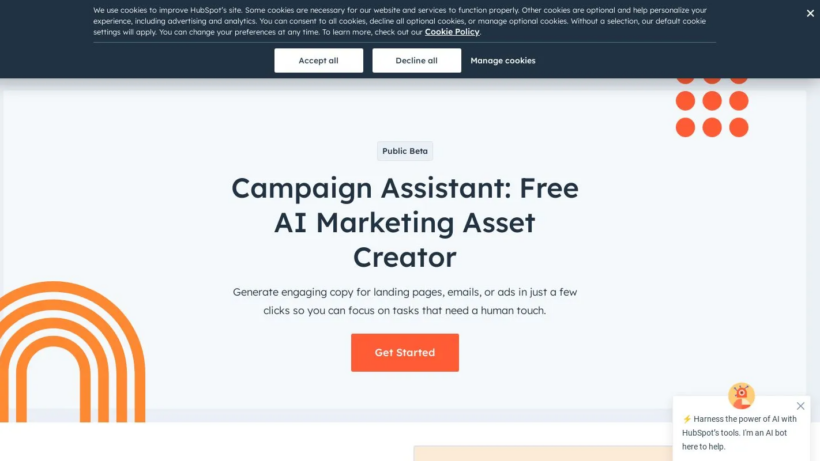 HubSpot Campaign Assistant:免费AI营销辅助工具,快速写文案提效优化营销工作-第1张图片 HubSpot Campaign Assistant:免费AI营销辅助工具,快速写文案提效优化营销工作-第1张图片
