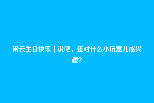 闲云生日快乐|说吧,还对什么小玩意儿感兴趣?