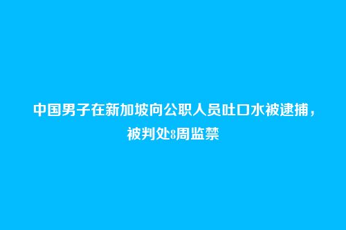 中国男子在新加坡向公职人员吐口水被逮捕,被判处8周监禁