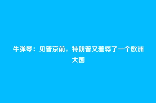 牛弹琴:见普京前,特朗普又羞辱了一个欧洲大国