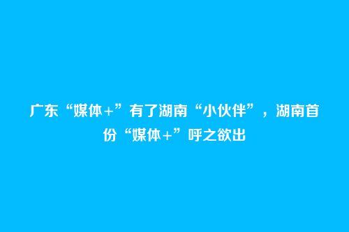 广东“媒体+”有了湖南“小伙伴”,湖南首份“媒体+”呼之欲出