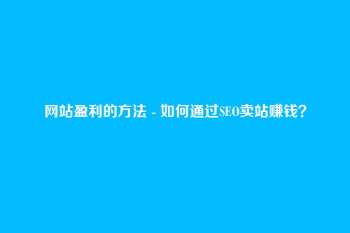 网站盈利的方法 - 如何通过SEO卖站赚钱?
