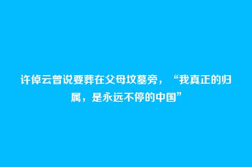 许倬云曾说要葬在父母坟墓旁,“我真正的归属,是永远不停的中国”
