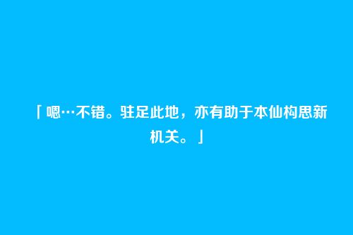 「嗯…不错。驻足此地,亦有助于本仙构思新机关。」