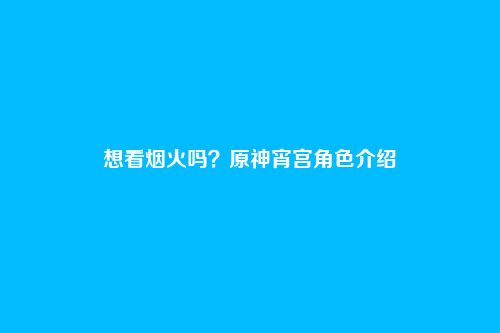 想看烟火吗?原神宵宫角色介绍
