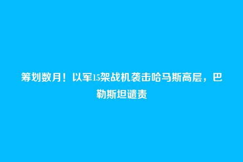 筹划数月!以军15架战机袭击哈马斯高层,巴勒斯坦谴责