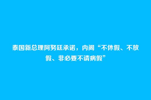 泰国新总理阿努廷承诺,内阁“不休假、不放假、非必要不请病假”