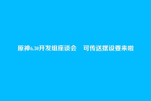 原神6.30开发组座谈会―可传送摆设要来啦