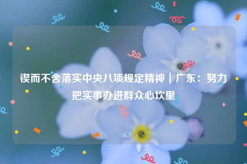 锲而不舍落实中央八项规定精神|广东:努力把实事办进群众心坎里