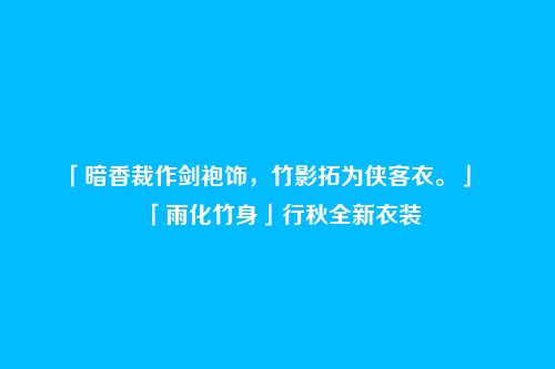 「暗香裁作剑袍饰,竹影拓为侠客衣。」――「雨化竹身」行秋全新衣装