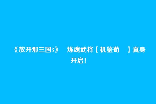 《放开那三国3》炼魂武将【机鉴荀彧】真身开启!