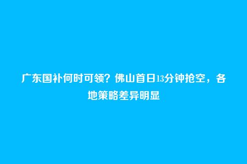 广东国补何时可领?佛山首日13分钟抢空,各地策略差异明显
