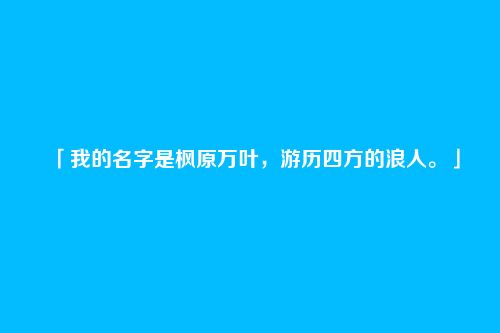 「我的名字是枫原万叶,游历四方的浪人。」