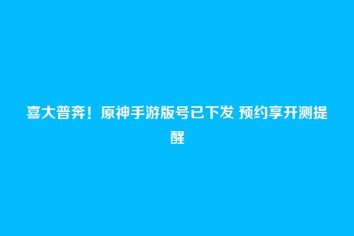喜大普奔!原神手游版号已下发 预约享开测提醒