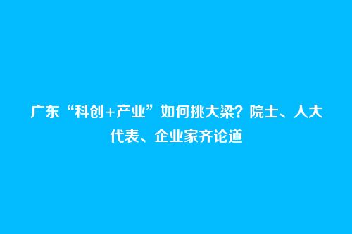 广东“科创+产业”如何挑大梁?院士、人大代表、企业家齐论道