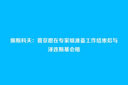 佩斯科夫:普京愿在专家组准备工作结束后与泽连斯基会晤