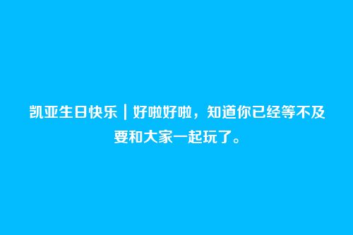 凯亚生日快乐|好啦好啦,知道你已经等不及要和大家一起玩了。
