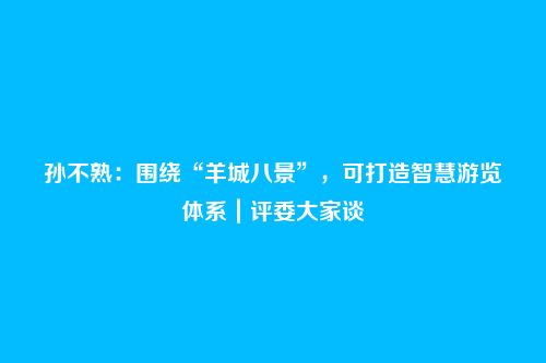 孙不熟:围绕“羊城八景”,可打造智慧游览体系|评委大家谈