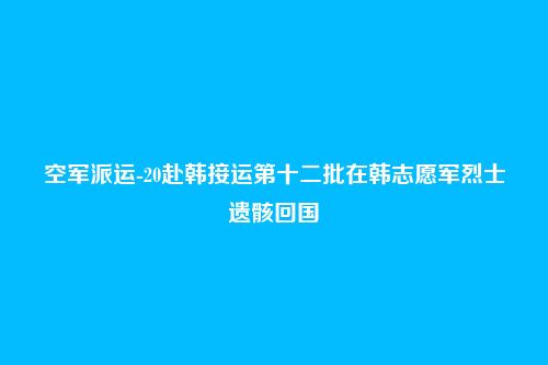 空军派运-20赴韩接运第十二批在韩志愿军烈士遗骸回国