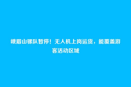 峨眉山骡队暂停!无人机上岗运货,能覆盖游客活动区域