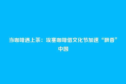 当咖啡遇上茶:埃塞咖啡借文化节加速“飘香”中国