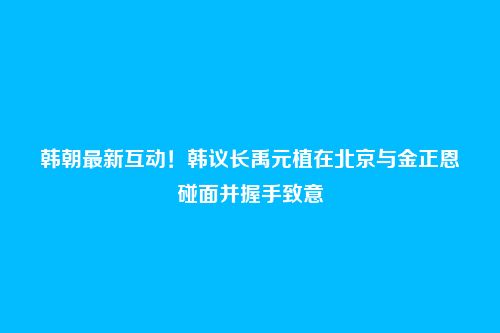 韩朝最新互动!韩议长禹元植在北京与金正恩碰面并握手致意
