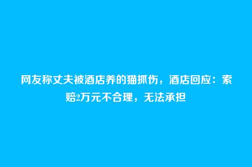 网友称丈夫被酒店养的猫抓伤,酒店回应:索赔2万元不合理,无法承担